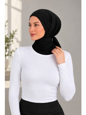 Modasform Kadın Siyah Penye Tesettür Bone. Arkadan Bağlamalı Spor ve Günlük Bone