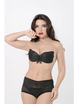 Pileli Store Siyah Yapışkan  SÜTYEN-519