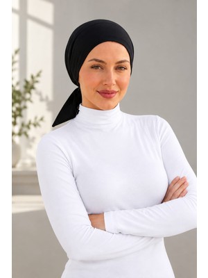 Modasform Siyah Önü Düz Tesettür Bone. Viskon Kumaş Arkadan Bağlamalı Spor Ve Günlük Bone