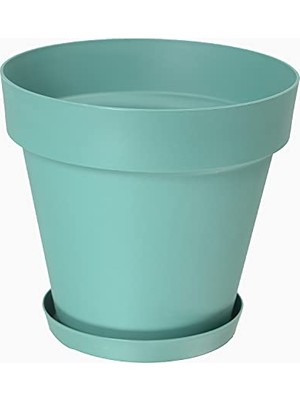 YS06 Yalı Saksı Drenaj Aparatlı Tabaklı Dekoratif Saksı 37CM, 23 Litre Yeşil