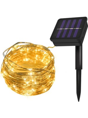 Eser Ticarett Solar 100LED Işık Ev Parti Perde Süsü Aksesuarı Noel Yılbaşı Ağacı Işığı 12M Güneş Enerjili