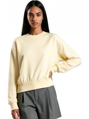 Hiccup Kadınlar Busem Kadın Pamuk Karışımlı Sweatshirt Limon Sarısı