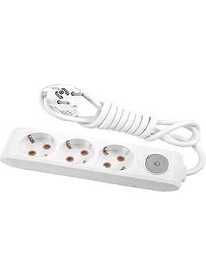Anahtarlı Üçlü Priz, 1 Metre Kablolu, Güvenli Kullanım Için Çocuk Koruma Özelliği