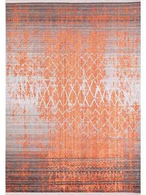Esranın Dünyası Pervouralsk Turuncu Modern Geometrik Etnik Desenli Boho Makinada Yıkanabilir Hafif Hav Toz Vermez Leke Tutmaz Kaymaz Taban Dijital Makine Baskı Halı Oturma Odası Salon Yolluk Koridor Mutfak Halısı