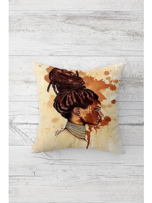Odea Pelangi Rasta Açlı Kadın Çift Tarafı Baskılı Gizli Fermuarlı Yastık Kılıfı Kırlent Koltuk Yastık Kılıfı, Bej-Bronz-Kahve 45 x 45