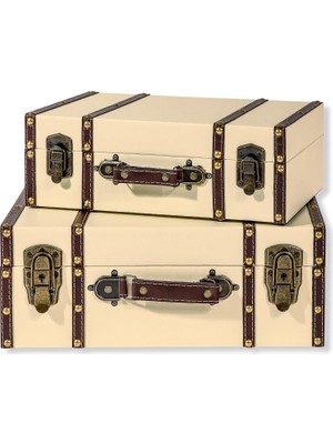 TeknoKapsül Trademark Innovations Dekoratif Bavul - Vintage Tarz, 2'li Set