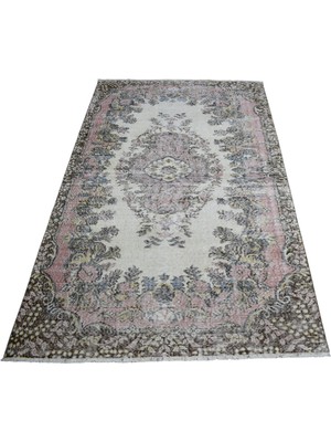 Zehra Abla Halı Vintage 4m2 Eskitme El Dokuma Nadir Güllü Çiçekli Yün Halı 7442