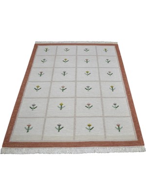 Zehra Abla Halı Yeni El Dokuma 3m2 Modern Tasarım Çiçekli Yün Kilim 7430
