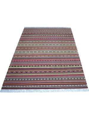 Zehra Abla Halı Yeni El Dokuma 4m2 Naif Modern Tasarım Geometrik Yün Kilim 7439
