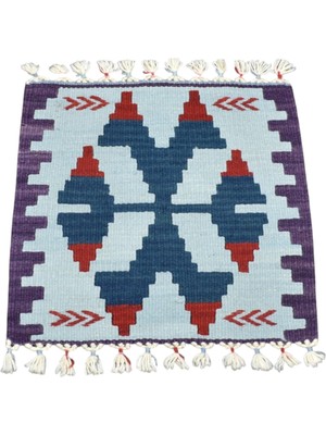 Kilim Antik El Dokuma Kare Köşe Sandalye Minderi Pınarbaşı Kayseri Yün Kilim 1758 - Yeni - Çok Renkli