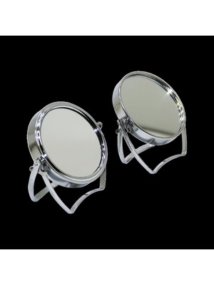 Varsoph 4inç Metal Yuvarlak Çift Taraflı Ayaklı Makyaj Aynası (5468)