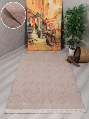 TeknoKapsül My Evilla Modern Dekoratif Lara Dokuma Salon Oturma Odası Balkon Mutfak Halısı Koridor Halı Yolluk 9401C Vizon 160 x 230