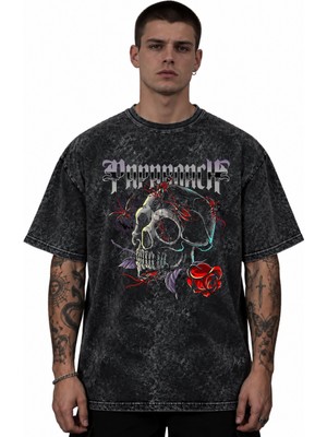 Sevbano Papa Roach Rock Metal Müzik Grubu Baskılı Unisex Oversize Vintage Yıkamalı Tişört