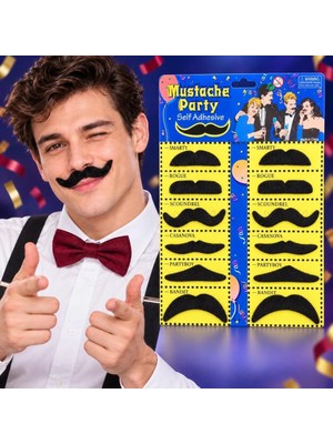 Belirtilmemiş Mey Ithalat® 12’li Yapışkanlı Kostüm ve Parti Bıyığı