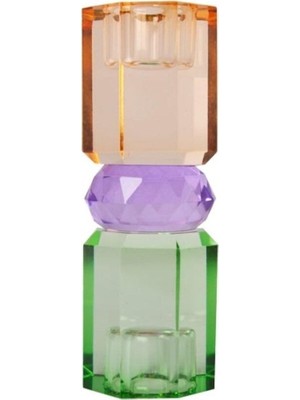 TeknoKapsül Eja International Kristal Mum Tutucu, Nane, Menekşe, Açık Kahverengi, 15X5,5 cm