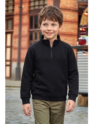 FullaModa 3 Iplik Yarım Fermuarlı Dik Yaka Erkek Çocuk Sweatshirt