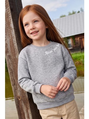 FullaModa 3 İplik Yazı Nakışlı Unisex Çocuk Sweatshirt