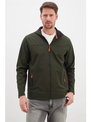 FullaModa Fermuarlı Kapüşonlu Softshell Ceket