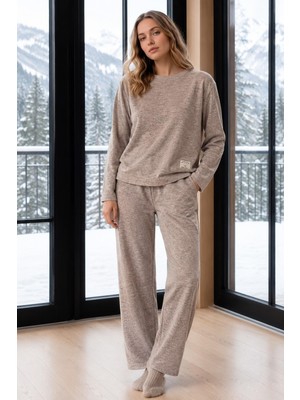 Pijamoni Kadın Bisiklet Yaka Uzun Kol Selanik Kışlık Pijama Takımı 1155-3  - 1 Adet