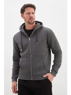 FullaModa 3 Iplik Kanguru Cepli Kapüşonlu Sweatshirt