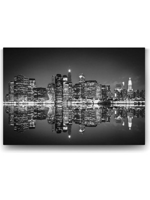 TeknoKapsül Gece Yansıma Şehir Tablosu - 125X80CM