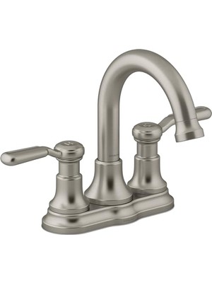 Mey İthalat 27373-4 4 2 1,2 Gpm Canlı Fırçalanmış Nikel Sterling Bn Ludington Centerset Clicker Drenaj Montajlı Banyo Bataryası Saplı Banyo Lavabo Bataryası