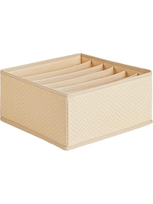 Mey İthalat 6 Bölmeli Bej Balıksırtı Çekmece Içi Düzenleyici Kutu 28 x 28 x 13 cm