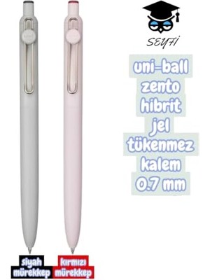 Mey İthalat Zento Hibrit Jel Tükenmez Kalem, 0.7 mm Siyah-Kırmızı Mürekkep, 2 Adet