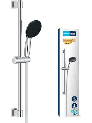 Mey İthalat Vitalio Start 110 Sürgülü Duş Seti, 110 mm Yuvarlak El Duşu, 2 Akışlı, 600 mm Ray, 1750 mm Hortum, Krom, 27948001