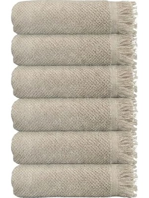 Mey İthalat 6'li Jelena El Havlusu Seti, 50X90 Cm, %100 Pamuk, Püsküllü, Öko-Tex Sertifikalı, Türkiye Üretimi