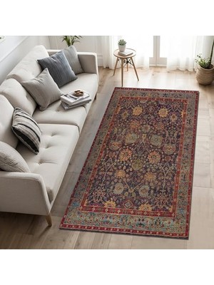 Mey İthalat Sarah Kadife Salon Halısı, Kaymaz Pamuk Tabanlı, Yıkanabilir ve Antibakteriyel, 100X150