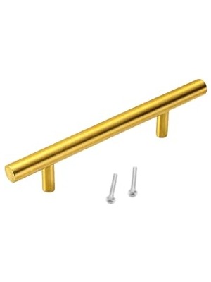 Mey İthalat Paslanmaz Metal Mobilya Kulbu, Modern Stil (1,128 Mm), Gold Altın Sarı, Dolap Çekmece Tv Ünitesi Mutfak Için