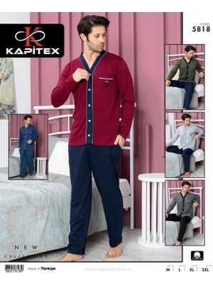 Pileli Store Kapitex 5818 Erkek Uzun Kol Patlı Pijama Takımı