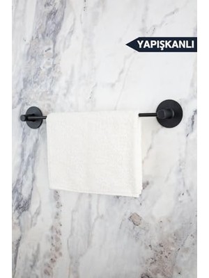 Mey İthalat Ring Serisi Mat Siyah Uzun Yapışkanlı Havluluk