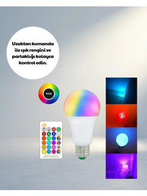 TCX Uzaktan Kumandalı Rgb LED Ampul E27 15 Watt Renkli Işık