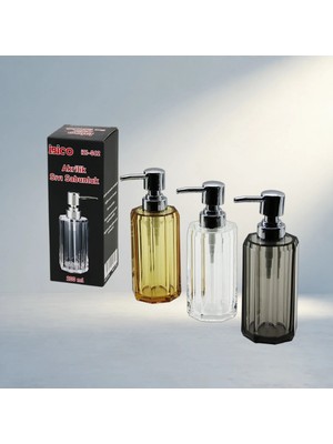 TCX Şeffaf Renkli Akrilik Sabunluk Uzun Sekizgen 200ML Modern Tasarım
