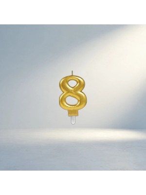 TCX Şık Gold Renkli 8 Rakam Mum Dekoratif Kutulu 10 cm