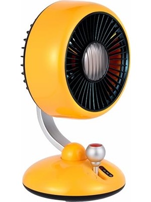 Mey İthalat Q3 LED Şarjlı Sarı 120 3 ° Salınımlı Kademeli Işıklı Masaüstü Fan Vantilatör Retro