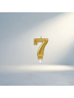 TCX Şık Gold Renkli 7 Rakam Mum Dekoratif ve Özel Günler Için