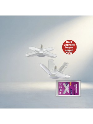 TCX Yapraklı Pervane Modeli Beyaz LED Lamba 40W E27 Ampul