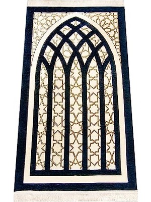 Mey İthalat Lacivert Yıldız Desenli Şönil Seccade