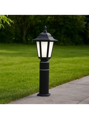 Mey İthalat Zita Klas 60CM Bahçe Aydınlatma Direk Lambası | Dış Mekan Set Üstü Aplik | E27 Duylu | IP54 | 220V | Siyah Renk | Ampul Hariç | Yerli Üretim | Kırılmaz, Yanmaz Gövde