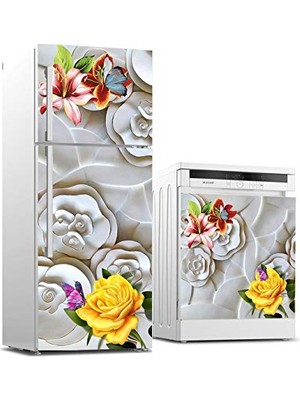 Mey İthalat Buzdolabı ve Bulaşık Makinesi Beyaz Eşya Sticker Kaplama, Kabartma Gül