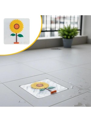 Varsoph Ayçiçeği Tasarımlı Gider Koku Önleyici – Silikon Lavabo Gider Matı (5468)