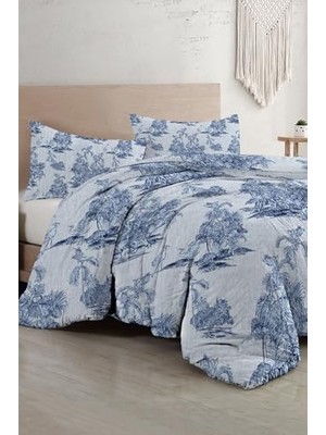 Mey İthalat Çift Kişilik Pamuk Saten Jungle Indigo Nevresim Takımı MONOHOME33880