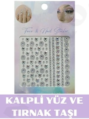 Mey İthalat Kalp Desenli Yüz, Vücut ve Tırnak Süsleme Taşları Stickerı