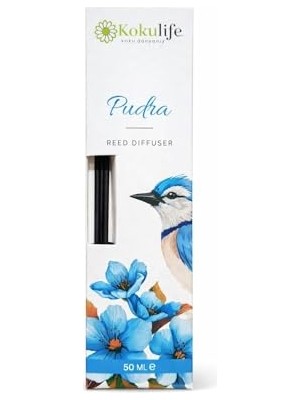 Mey İthalat Pudra Kokulu Çubuklu Oda Kokusu Reed Diffuser 50 ml Uzun Süre Kalıcı Ev Ofis Salon Yatak Odası Dekoratif Ortam Kokusu