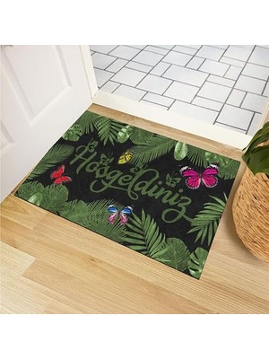 Mey İthalat Kelebekli Hoşgeldiniz Kapı Önü Paspası, Ev, Ofis ve Dış Mekân Kullanımı, 40X60
