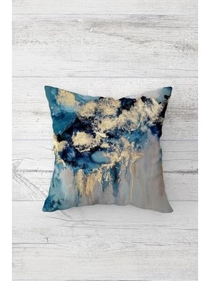 Mey İthalat Yastık; Pelangi Suluboya Batik Desenli Çift Tarafı Baskılı Gizli Fermuar Kılıfı Kırlent Koltuk Yastık Kılıfı, Mavi 45 x 45