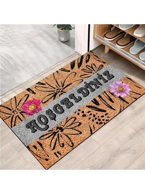 Mey İthalat Kapı Önü Paspası, Modern ve Şık, Ev, Ofis ve Dış Mekân Kullanımı Için (Rustic Welcome Bloom) 45X65